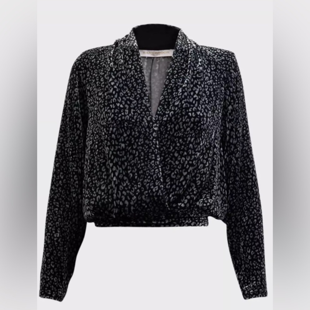 Ramy Brook Jordyn Print Velvet Blouse MSRP$425